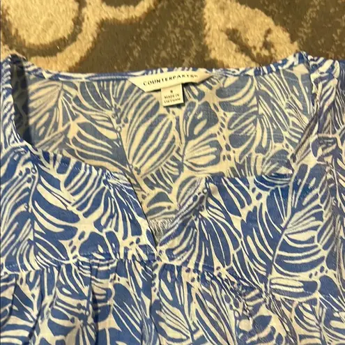 Counterparts Blue and White Flutter Sleeve Blouse