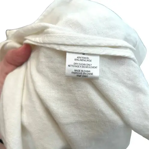 Brochu Walker Brochu Walker White Tencel Linen Open Front Waterfall Blazer Jacket Size Medium