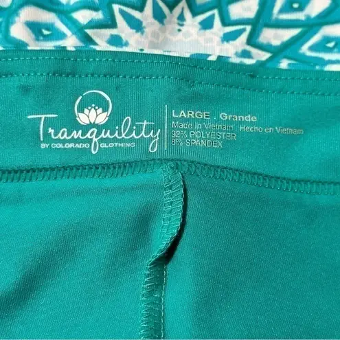 Tranquility Colorado Clothing L Teal Green White Kaleidoscope Block Print Skort Size L