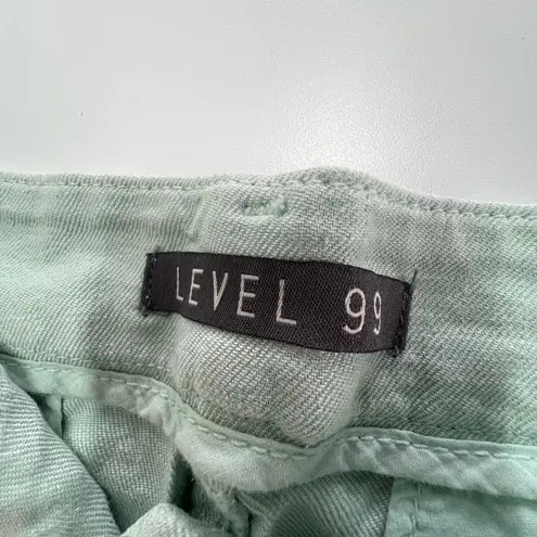 Level 99 Shorts Womens 29 Green Cassandra Linen Blend Casual Summer Pockets