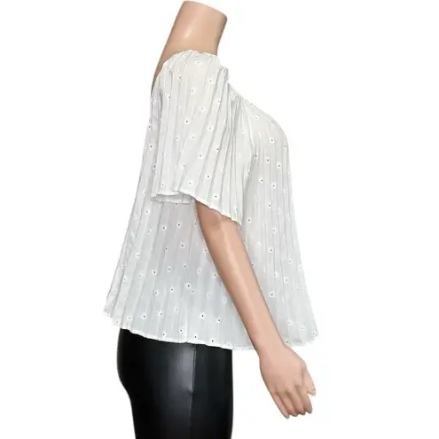 Sézane Romy Embroidered Pleated Blouse, Ecru, FR36/US4