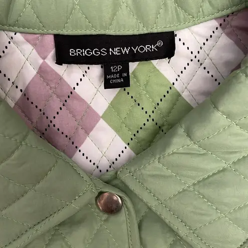 Briggs New York Light Green Lightweight Quilted Long Sleeve Jacket Size 12P