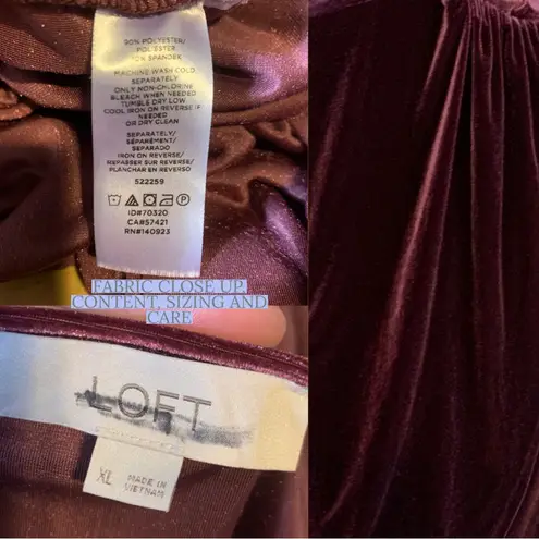 Loft  BURGUNDY VELOUR V NECK WRAP LOOK DRESS (XL)