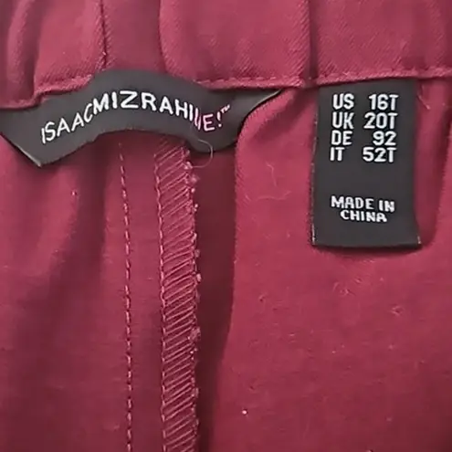 Isaac Mizrahi Live! 24/7 Stretch Straight-Leg Pants Size 16 Tall-NWT-Burgundy,