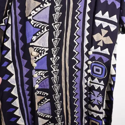 VTG Nina Piccalino AOP Tribal Abstract Print Maxi Dress Square Neck 80s 90s USA Size 12