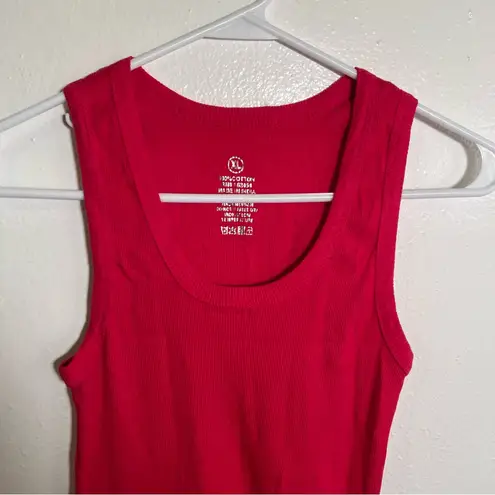 Scoop Neck Ribbed Tank Top Bright Pink XL