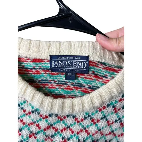 Vintage Lands' End 100% Wool Sweater Vest Size Large Green