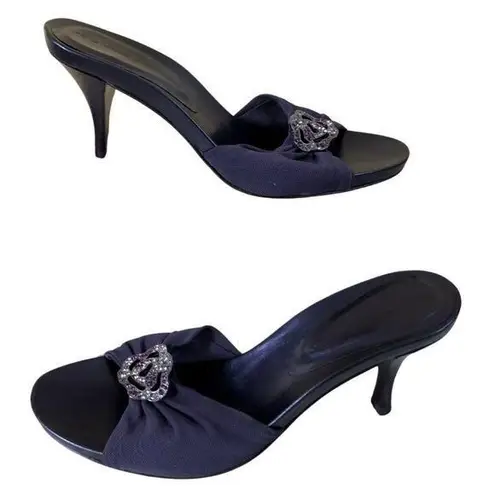 Donald Pliner Purple Leather Mesh Elastic Slide Metal Rhinestone Shoe $250 NIB Size 8.5