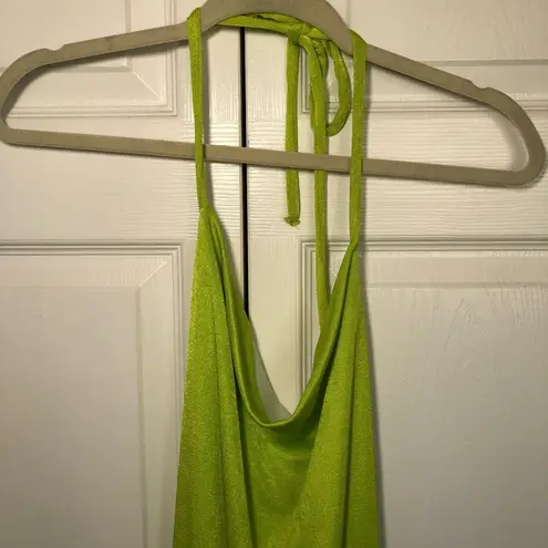 Neon Green Cowl Neck Halter Dress Size L Size L