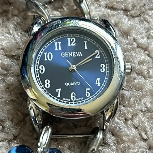 Geneva women’s blue/ silver beaded bracelet watch one size‎ Blue