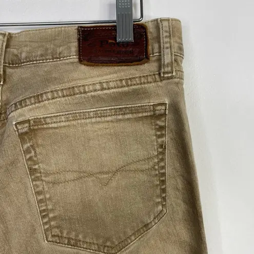 Polo Ralph Lauren Tompkins Skinny Lace Up Jeans Leather Laces Tan Brown Women 27