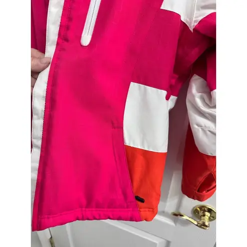 Boulder Gear Red Pink White Colorblock Stand Collar Front Zip Ski Jacket Medium - Image 8