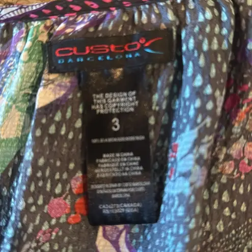 Custo Barcelona Silk 4 Bird Purple and Blue Blouse / tunic