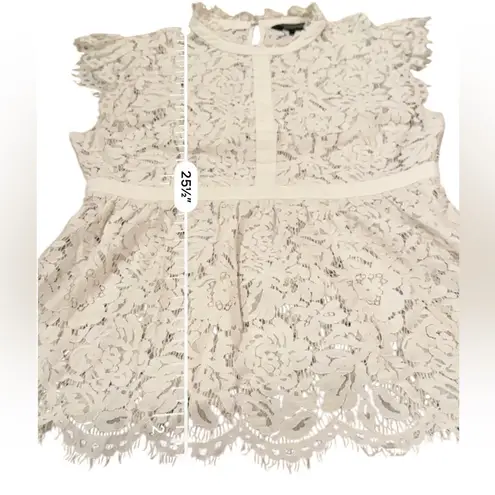 Rachel Zoe RTR Rachel Zoe Jamie White Floral Lace Short Sleeve Mock Neck Top Sz 12