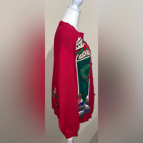 Susan Bristol Vintage 1995 Womens Size Large Toy Shop Christmas Sweater Cardigan