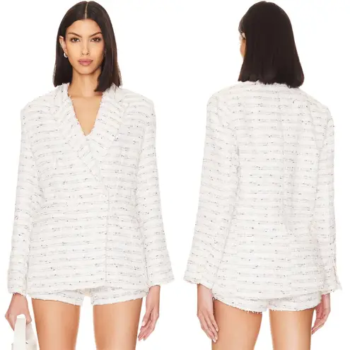 MISA Los Angeles Penny Tweed Blazer Jacket Women's XS Winter White Career NWT