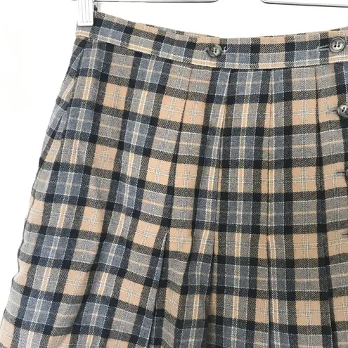 Moschino  jeans vintage plaid pleated Academia wool brown skirt size 26‎