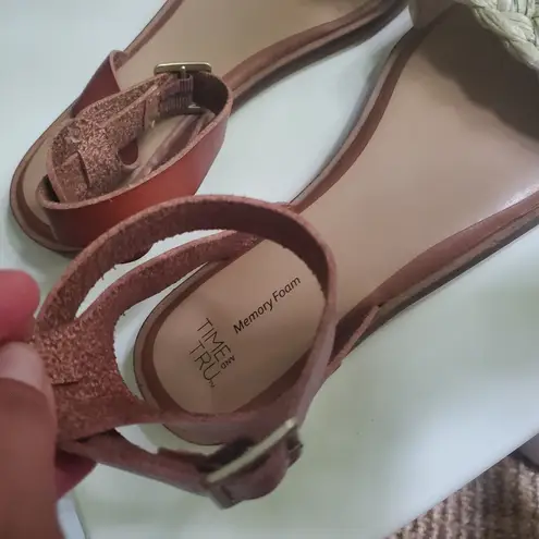 Braided Tan and Cream Sandals Memory Foam Size 10 Time And Tru Brand New