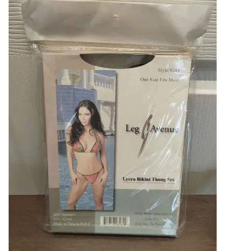 Leg Avenue One Size Fits Most Tropical Floral Lycra Bikini Thong Set Style #8289