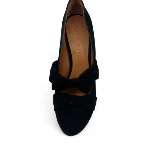 CHIE by CHIE MIHARA 39 / 9 mary jane pumps suede Bows Heels Black Block Heel
