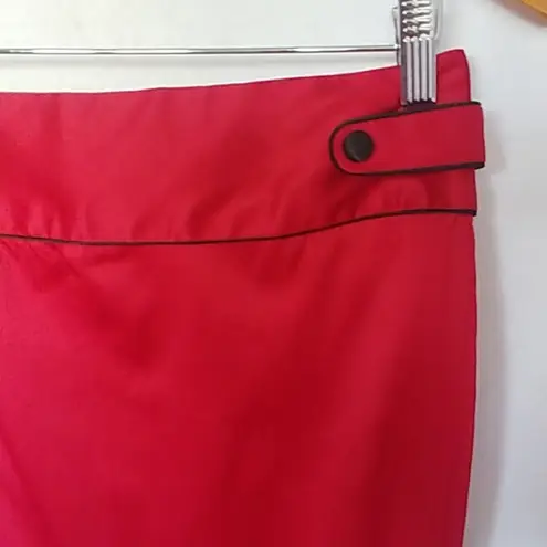 CR Signature Red Satin Pencil Skirt Size M