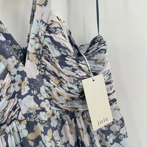 Joie  Margot Dress SZ 4 NWT 100% Silk Nightshadow Blue Sample Chiffon Midi Floral