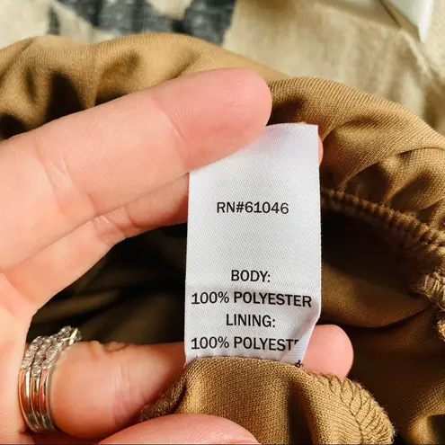 Vanity Floral Print Ruffle Dress Tan Sz Medium