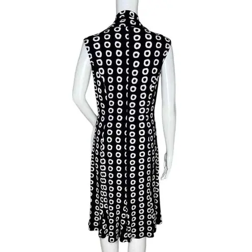 Joseph Ribkoff Dress Womens 10 Black White Geometric Fit & Flare Preppy Business