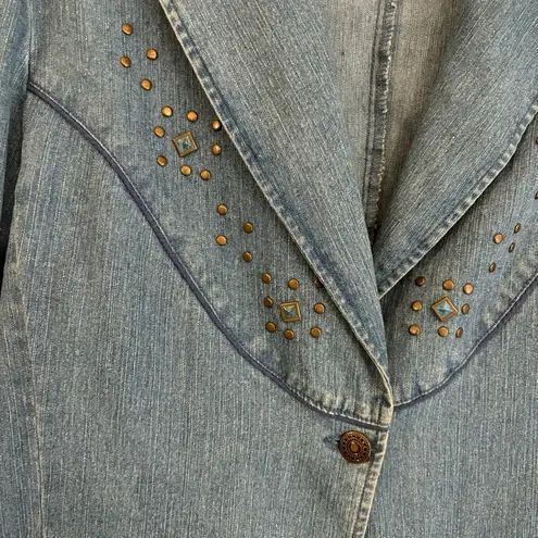 Hearts of Palm Western Style Studded Denim Blazer Blue Size 14