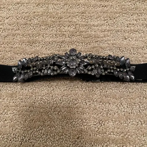 BCBGMAXAZRIA  Black and Silver Gem Elastic Belt