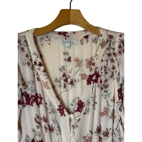 Patrons of Peace Patrons Of Peace Dress Women Small Pink Floral Button Front Hi Low Midi Boho