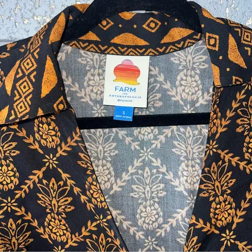 Farm Rio  Long-Sleeve V-Neck Printed Tie-Front Midi Dress Size Small