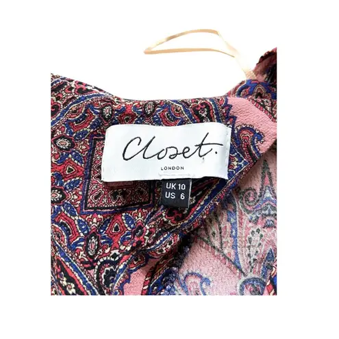 Closet London Boho Print Kimono Maxi Dress Pink Size 6 Coastal Summer Hippie