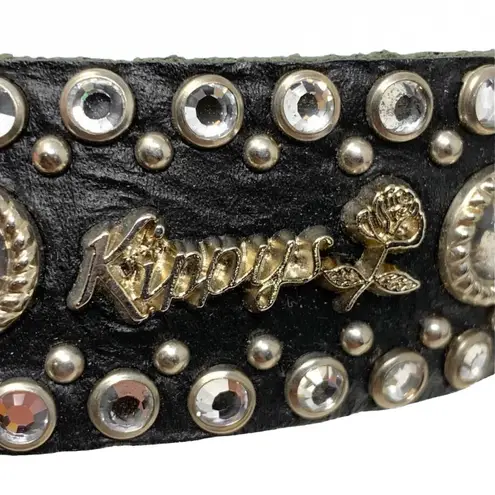 Kippys Belt Swarovski Crystal Rhinestone Cowgirl Western Black Leather Bling 32