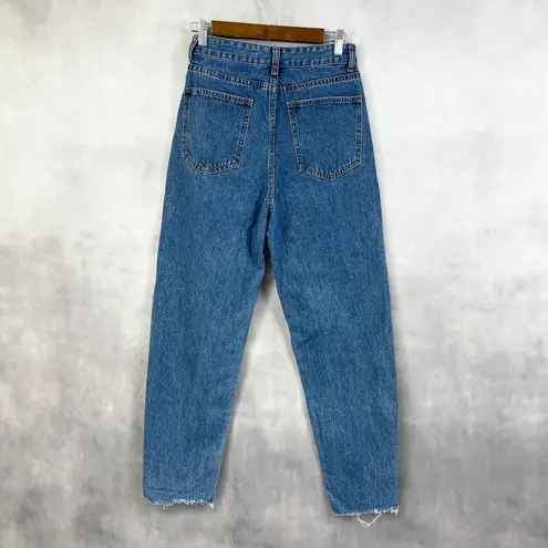 SheIn Barrel Leg Women Jeans XS Y2K High Waisted Raw Hem Grunge Indie Go See 