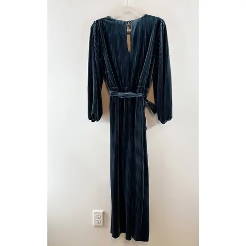 Ali & Jay  Long Sleeve V Neck Wide Leg Corduroy Velvet Jumpsuit Green Medium