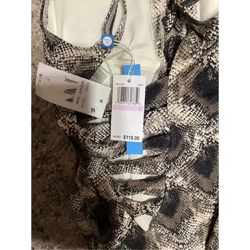 Bleu Rod Beattie New. snake print plunge swimsuit. Size 6. Retails $119