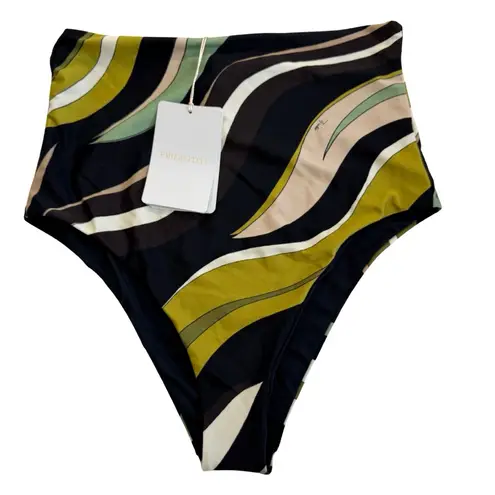 Emilio Pucci NWT Fiamme Bandeau Bikini Top & Bottoms FULL SET Green Multi