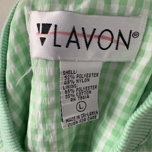 Lavon Vintage 80s Gingham Full Zip Jacket Shoulder Pads windbreaker pockets L