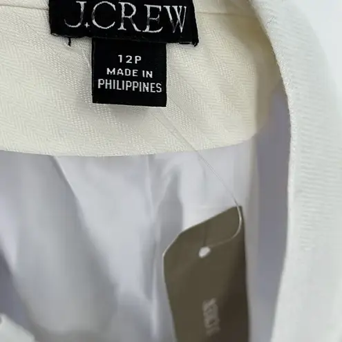 NWT J. Crew Womens White Relaxed Stretch Linen Blend Sydney Pant Size P12