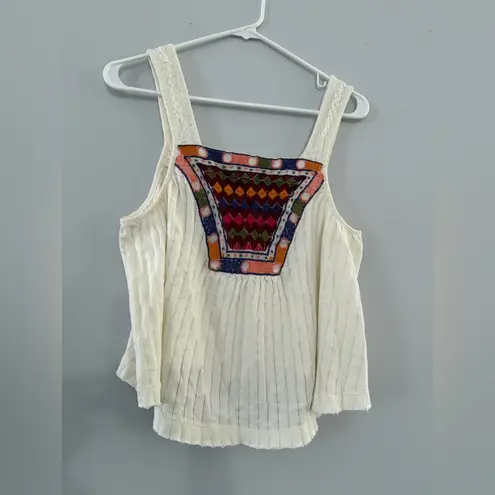 Urban Outfitters  Tank Top Loose Boho Hippie Multi Color Pattern Cream Size M