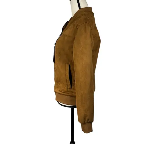 Denim & Flower Small Faux Suede Jacket Full-Zip Pocket Stretch Ricky Singh Brown