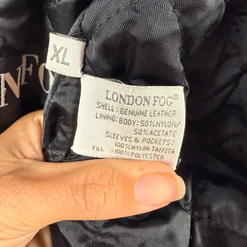 London Fog Vintage Leather Cinched Waist Coat in Black Size Extra Large