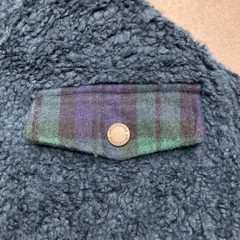 Pendleton Deep Pile Soft Sherpa Jacket Medium Blue Green Night Watch Pla…