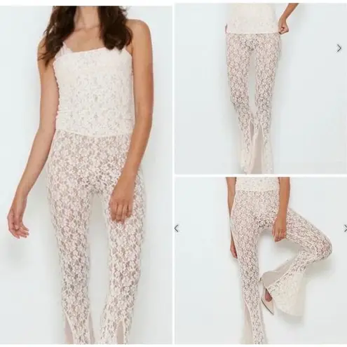 We Are HAH Free People All Tied Up Convertible Lace Pant Jumpsuit Ivory SZ S NWT White