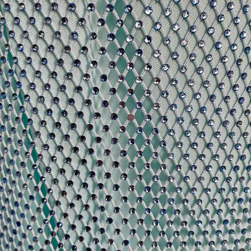 WAYF Blue rhinestone mesh maxi skirt