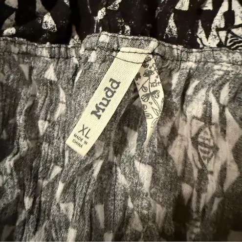 Mudd Y2K Black & White Geometric Print Sleeveless Front Slit Maxi Dress Sz XL