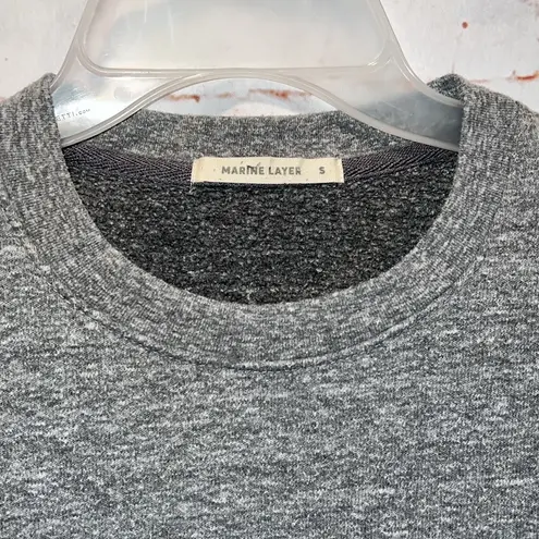 Marine layer Sweater Women Small Gray Jenny Crew Sweatshirt Red Stripe Heathered