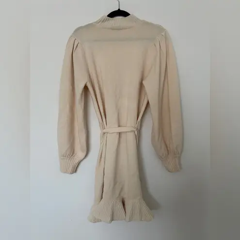Paige  Julita Belted Knit Fabric Sweater Dress Latte Foam