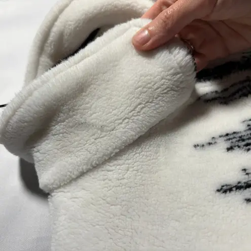 VTG Mazmania Zebra Print Fleece Jacket Full Zip White Black 90s Art to Wear M Size M